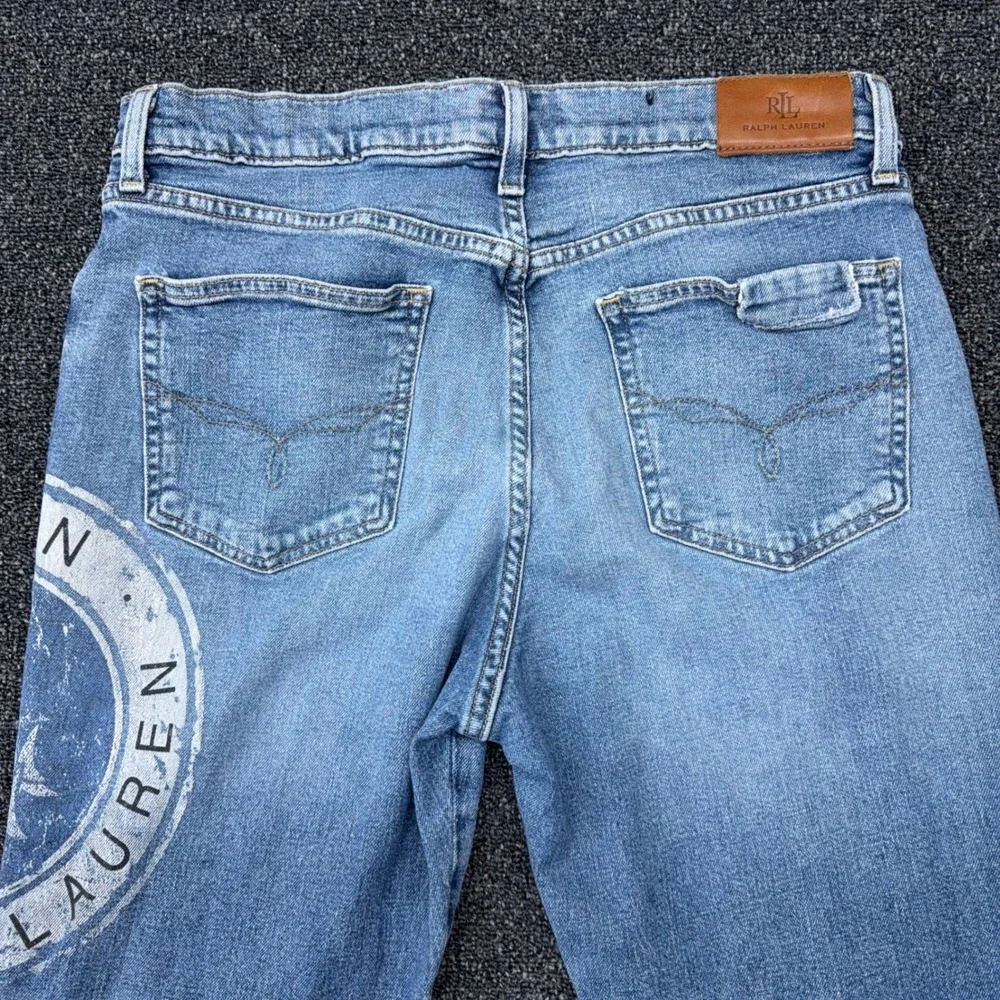 Lauren Ralph Lauren Womens Patchwork Logo Crest Straight Leg Jeans Blue Size 10 - Picture 8 of 11